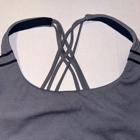 Southern Marsh Navy Blue Striped Criss Cross Back Strap Swim Bra‎ Womens Medium - Picture 3 of 6